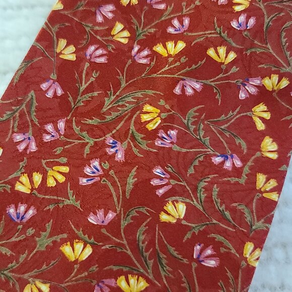 Christian Dior Monsieur Floral Red Tie 100% Printed Polyester Made In USA - Picture 2 of 9